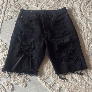 Levi's Black Distressed Denim Jean Shorts